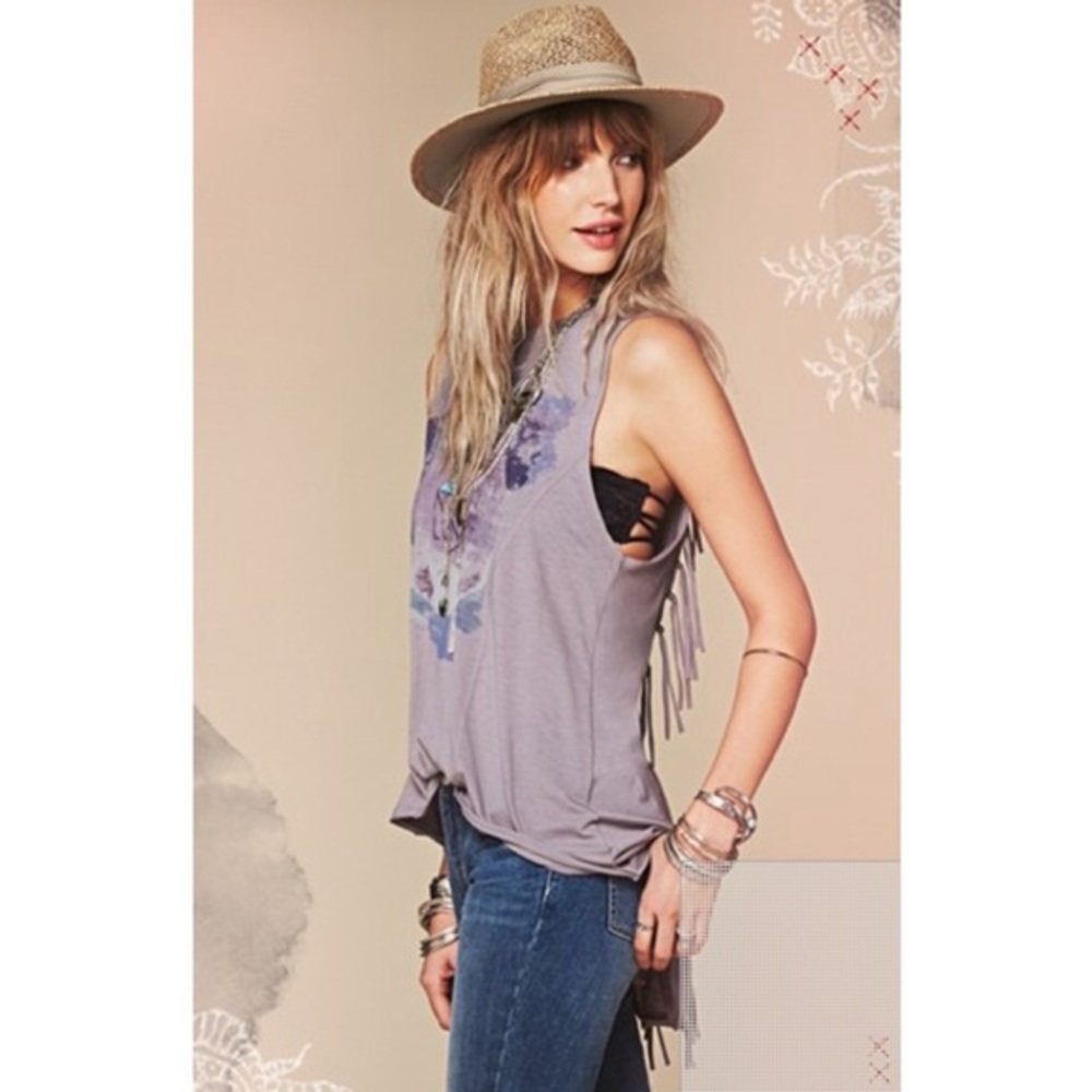 Free People Nuit Luna Fringe Tank XS
